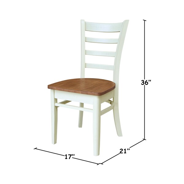 International Concepts Set of Two Emily Side Chairs, Hickory/Shell, 2PK - C79-617P