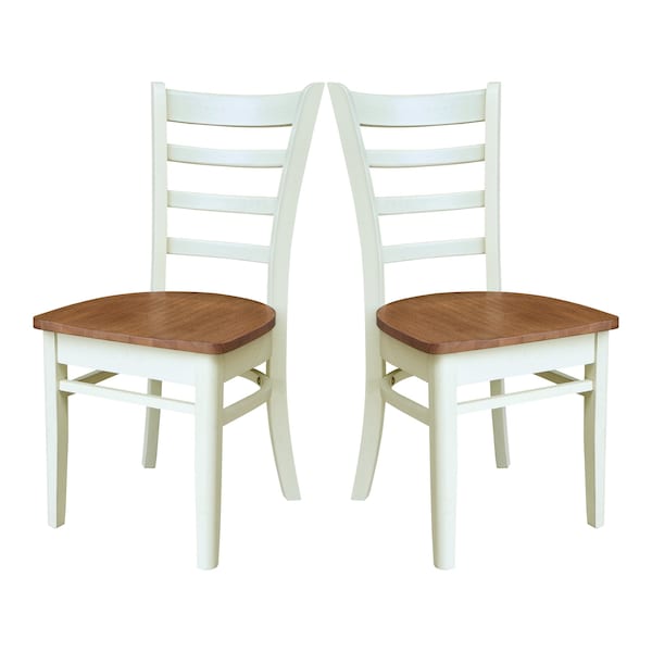 International Concepts Set of Two Emily Side Chairs, Hickory/Shell, 2PK - C79-617P