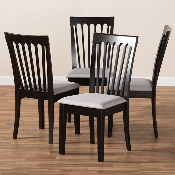 Baxton Studio Minette Gray Upholstered Espresso Brown Finished Wood Dining Chair, PK4 - 153-9398