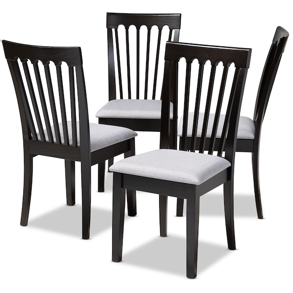 Baxton Studio Minette Gray Upholstered Espresso Brown Finished Wood Dining Chair, PK4 - 153-9398