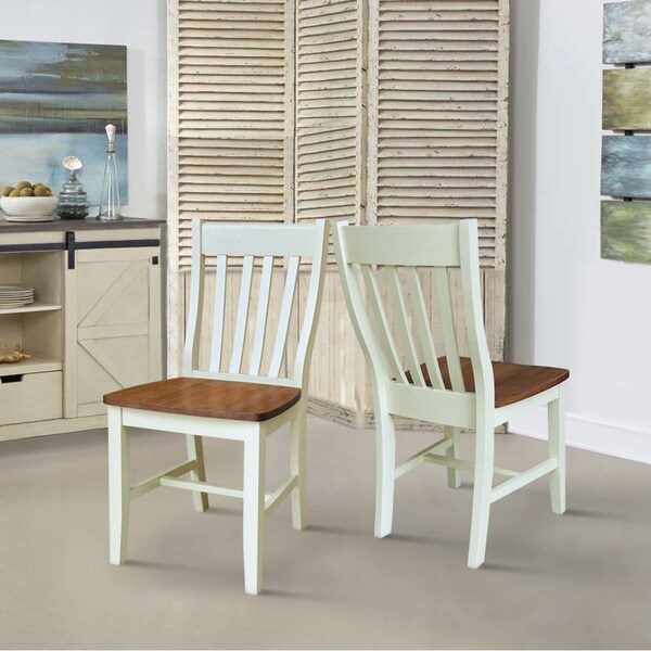 International Concepts Set of Two Cafe Dining Chairs, Hickory/Shell, 2PK - CI79-61P
