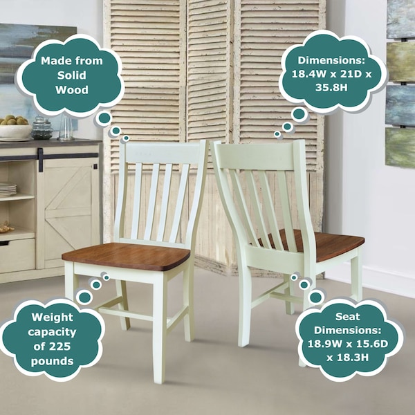 International Concepts Set of Two Cafe Dining Chairs, Hickory/Shell, 2PK - CI79-61P
