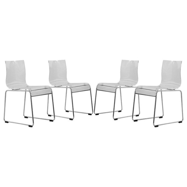 Leisuremod Lima Modern Acrylic Chair, Clear, 4PK - LC19CL4