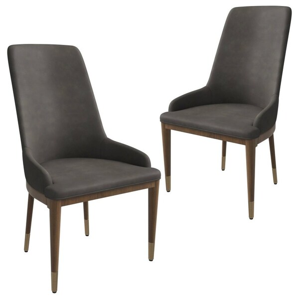 Leisuremod Viva Collection Modern Wooden Dining Chair in Mocha Brown, 2PK - VC24MO2