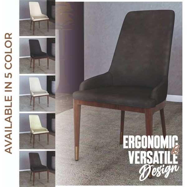 Leisuremod Viva Collection Modern Wooden Dining Chair in Mocha Brown, 2PK - VC24MO2