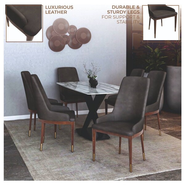 Leisuremod Viva Collection Modern Wooden Dining Chair in Mocha Brown, 2PK - VC24MO2