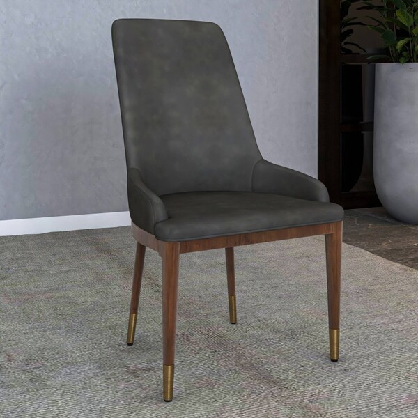 Leisuremod Viva Collection Modern Wooden Dining Chair in Mocha Brown, 2PK - VC24MO2