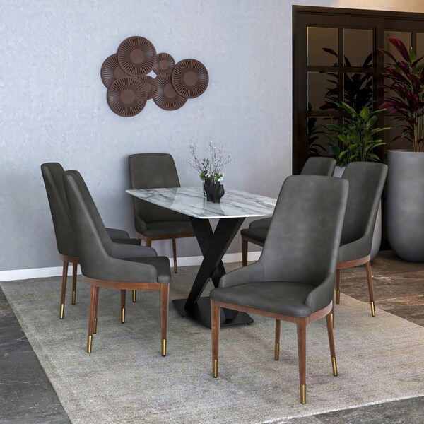Leisuremod Viva Collection Modern Wooden Dining Chair in Mocha Brown, 2PK - VC24MO2