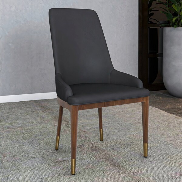 Leisuremod Viva Collection Modern Wooden Dining Chair in Dark Grey - VC24DGR