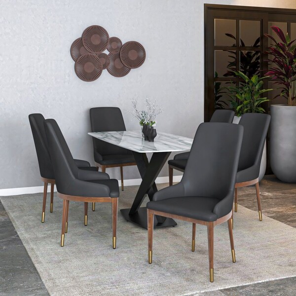 Leisuremod Viva Collection Modern Wooden Dining Chair in Dark Grey - VC24DGR