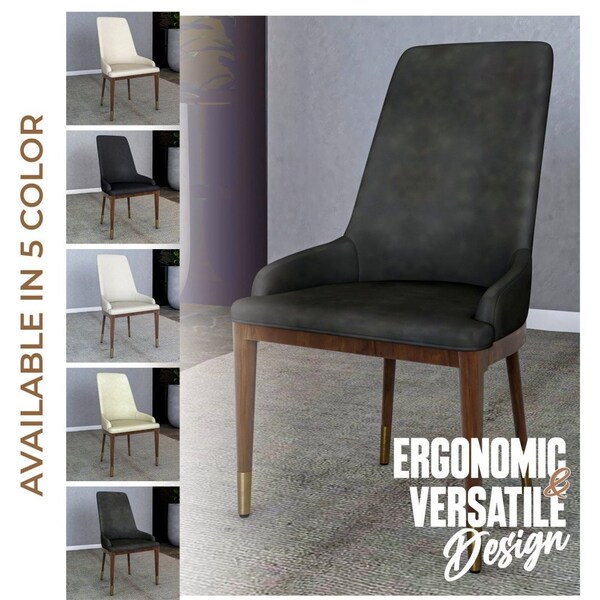 Leisuremod Viva Collection Modern Wooden Dining Chair in Dark Grey - VC24DGR