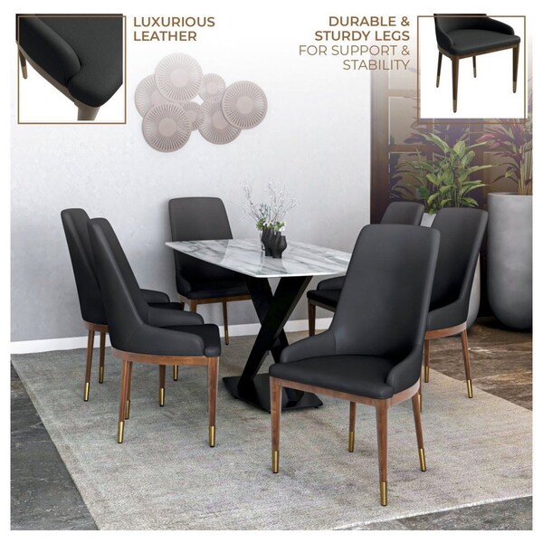 Leisuremod Viva Collection Modern Wooden Dining Chair in Dark Grey - VC24DGR
