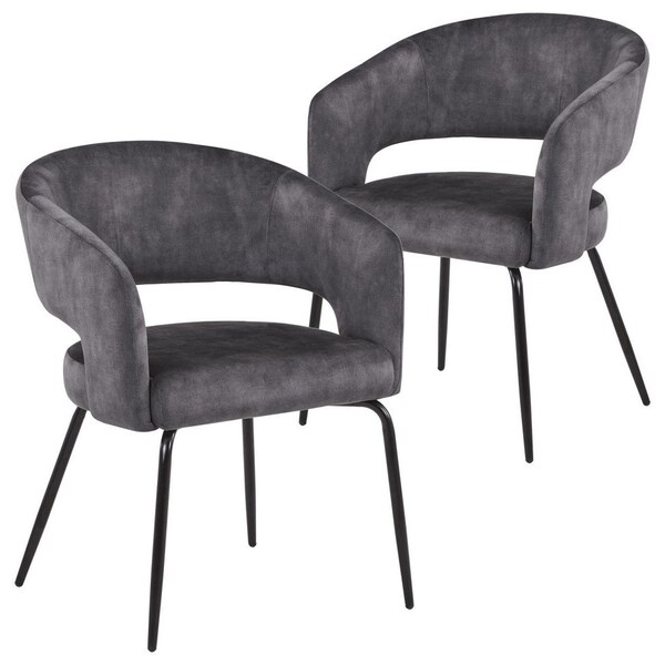 Leisuremod Gavin Series Modern Chair Black Frame in Charcoal, 2PK - GDC52CH2