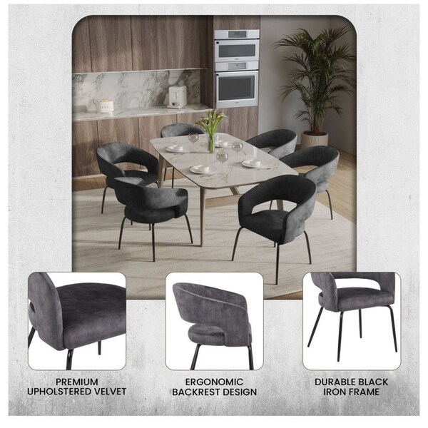 Leisuremod Gavin Series Modern Chair Black Frame in Charcoal, 2PK - GDC52CH2