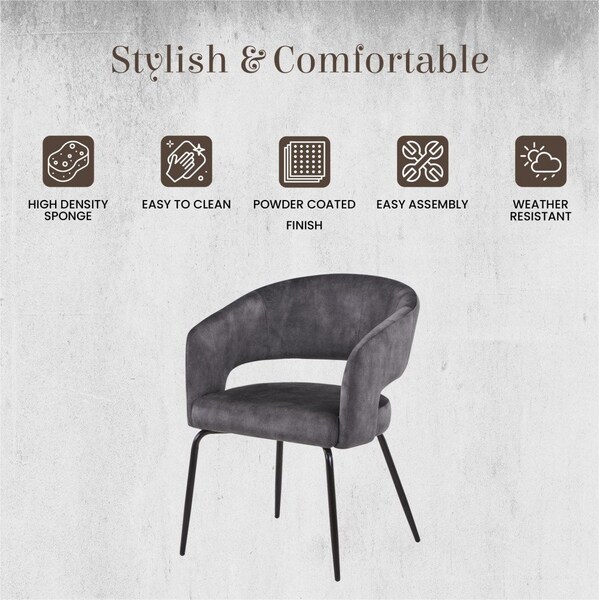 Leisuremod Gavin Series Modern Chair Black Frame in Charcoal, 2PK - GDC52CH2