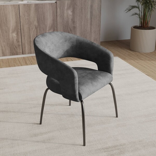 Leisuremod Gavin Series Modern Chair Black Frame in Charcoal, 2PK - GDC52CH2
