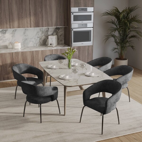 Leisuremod Gavin Series Modern Chair Black Frame in Charcoal, 2PK - GDC52CH2