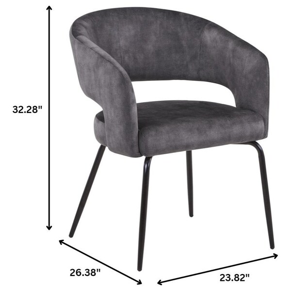 Leisuremod Gavin Series Modern Chair Black Frame in Charcoal, 2PK - GDC52CH2
