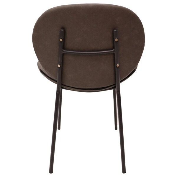 Leisuremod Servos Dining Side Chair with Upholstered Leather Seat and Iron Frame in Elephant Grey, 2PK - SCBL-22DGR2