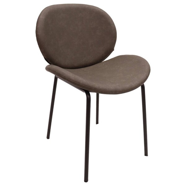 Leisuremod Servos Dining Side Chair with Upholstered Leather Seat and Iron Frame in Elephant Grey, 2PK - SCBL-22DGR2