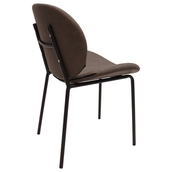 Leisuremod Servos Dining Side Chair with Upholstered Leather Seat and Iron Frame in Elephant Grey, 2PK - SCBL-22DGR2