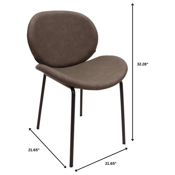 Leisuremod Servos Dining Side Chair with Upholstered Leather Seat and Iron Frame in Elephant Grey, 2PK - SCBL-22DGR2