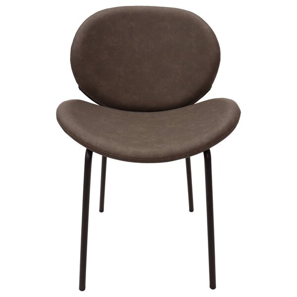 Leisuremod Servos Dining Side Chair with Upholstered Leather Seat and Iron Frame in Elephant Grey, 2PK - SCBL-22DGR2