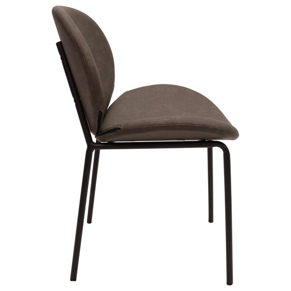 Leisuremod Servos Dining Side Chair with Upholstered Leather Seat and Iron Frame in Elephant Grey, 2PK - SCBL-22DGR2