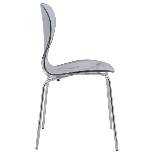 Leisuremod Modern Oyster Transparent Side Chair, Transparent Black - OC17TBL