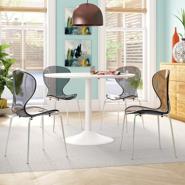 Leisuremod Modern Oyster Transparent Side Chair, Transparent Black - OC17TBL