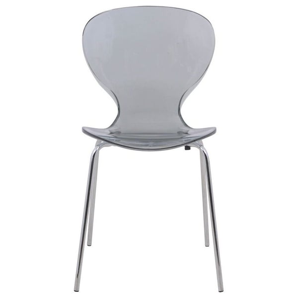 Leisuremod Modern Oyster Transparent Side Chair, Transparent Black - OC17TBL