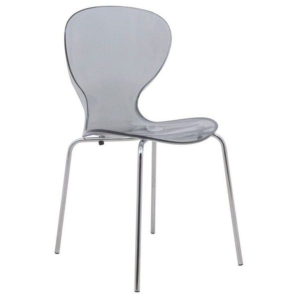 Leisuremod Modern Oyster Transparent Side Chair, Transparent Black - OC17TBL