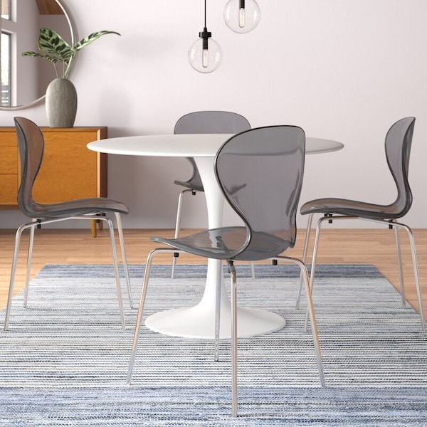 Leisuremod Modern Oyster Transparent Side Chair, Transparent Black - OC17TBL