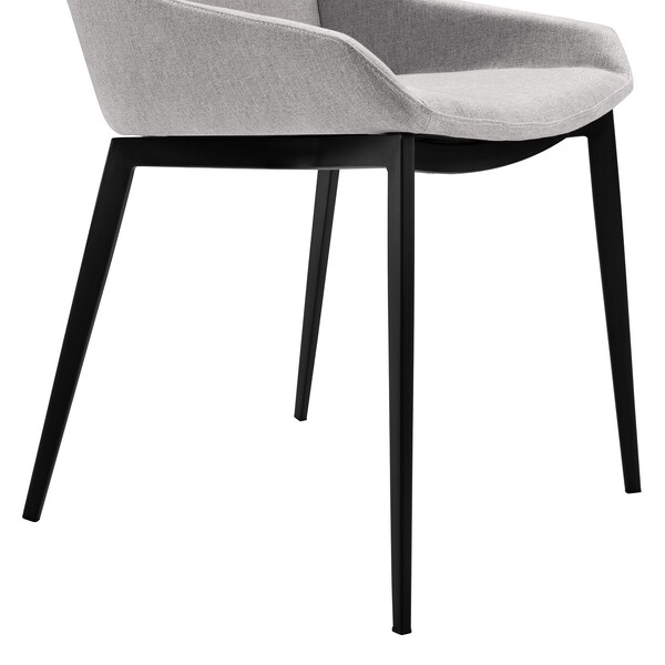 Armen Living Kenna Modern Dining Chair in Matte Black Finish and Gray Fabric - Set of 2 - LCKESIGR