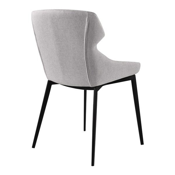 Armen Living Kenna Modern Dining Chair in Matte Black Finish and Gray Fabric - Set of 2 - LCKESIGR