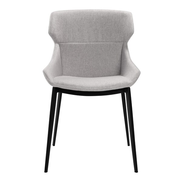 Armen Living Kenna Modern Dining Chair in Matte Black Finish and Gray Fabric - Set of 2 - LCKESIGR