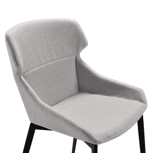 Armen Living Kenna Modern Dining Chair in Matte Black Finish and Gray Fabric - Set of 2 - LCKESIGR