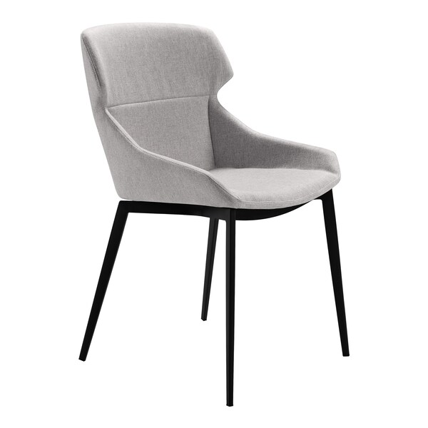 Armen Living Kenna Modern Dining Chair in Matte Black Finish and Gray Fabric - Set of 2 - LCKESIGR