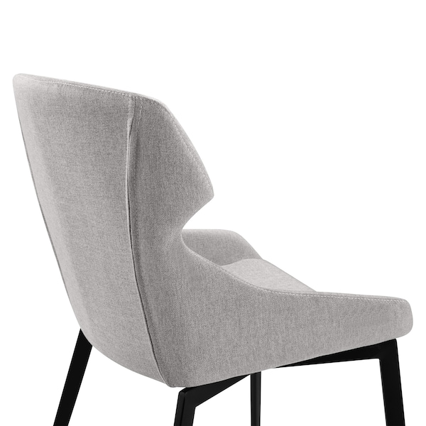 Armen Living Kenna Modern Dining Chair in Matte Black Finish and Gray Fabric - Set of 2 - LCKESIGR
