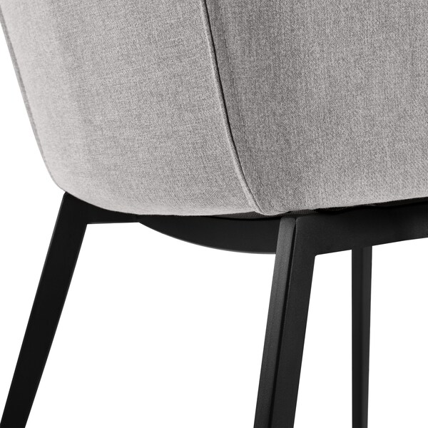 Armen Living Kenna Modern Dining Chair in Matte Black Finish and Gray Fabric - Set of 2 - LCKESIGR