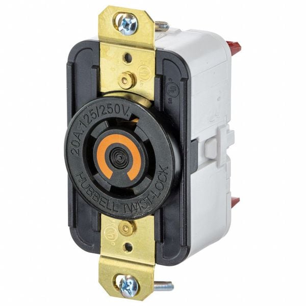 Hubbell HBL2410ST - Twist-Lock® EdgeConnect™ Receptacle with Spring Termination, 20A, 125/250V, L14-20R, Black - HBL2410ST