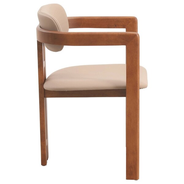 Leisuremod Velo Modern Dining Chair in Dark Natural Wood with Taupe Seat, 4PK - VCA-51DTP4