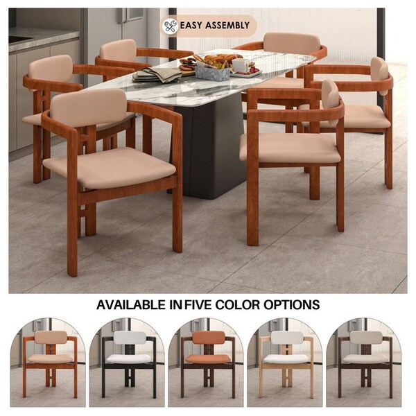 Leisuremod Velo Modern Dining Chair in Dark Natural Wood with Taupe Seat, 4PK - VCA-51DTP4