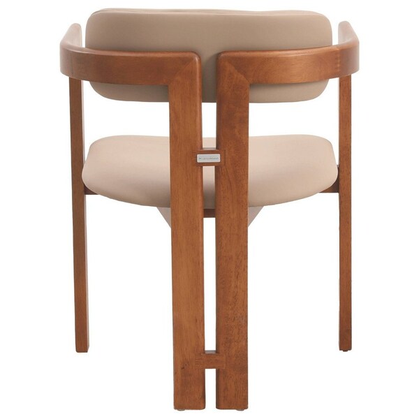 Leisuremod Velo Modern Dining Chair in Dark Natural Wood with Taupe Seat, 4PK - VCA-51DTP4