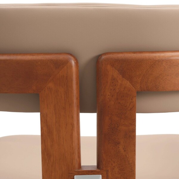 Leisuremod Velo Modern Dining Chair in Dark Natural Wood with Taupe Seat, 4PK - VCA-51DTP4