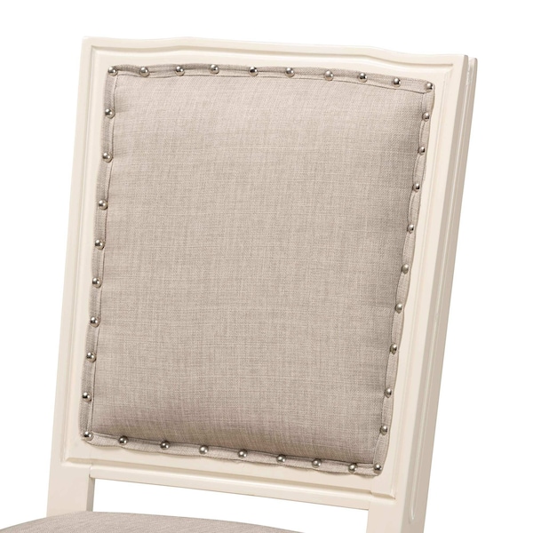 Baxton Studio Louane French Inspired Grey Fabric Upholstered and White Finished Wood Dining Chair, PK2 - 201-2PC-12332