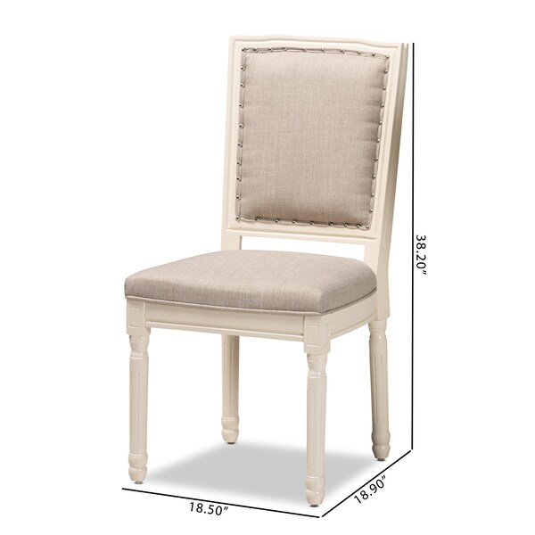 Baxton Studio Louane French Inspired Grey Fabric Upholstered and White Finished Wood Dining Chair, PK2 - 201-2PC-12332