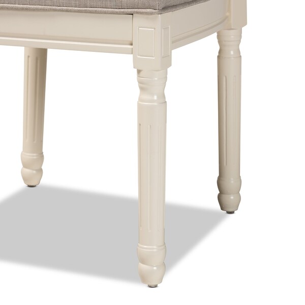 Baxton Studio Louane French Inspired Grey Fabric Upholstered and White Finished Wood Dining Chair, PK2 - 201-2PC-12332