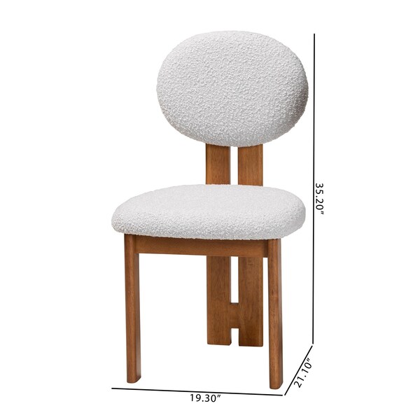 Baxton Studio Kacela Japandi Light Grey Boucle Fabric and Walnut Brown Finished Wood 2-Piece Dining Chair Set, PR - 241-2PC-13434-ZORO