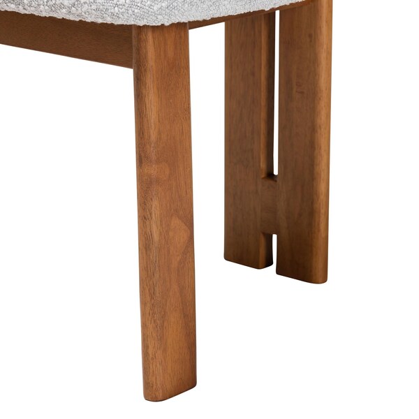 Baxton Studio Kacela Japandi Light Grey Boucle Fabric and Walnut Brown Finished Wood 2-Piece Dining Chair Set, PR - 241-2PC-13434-ZORO